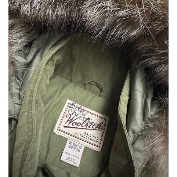 WOOLRICH Vintage Y2K GENUINE FUR Insulated Winter Parka Coat Jacket Women Medium - Picture 5 of 5